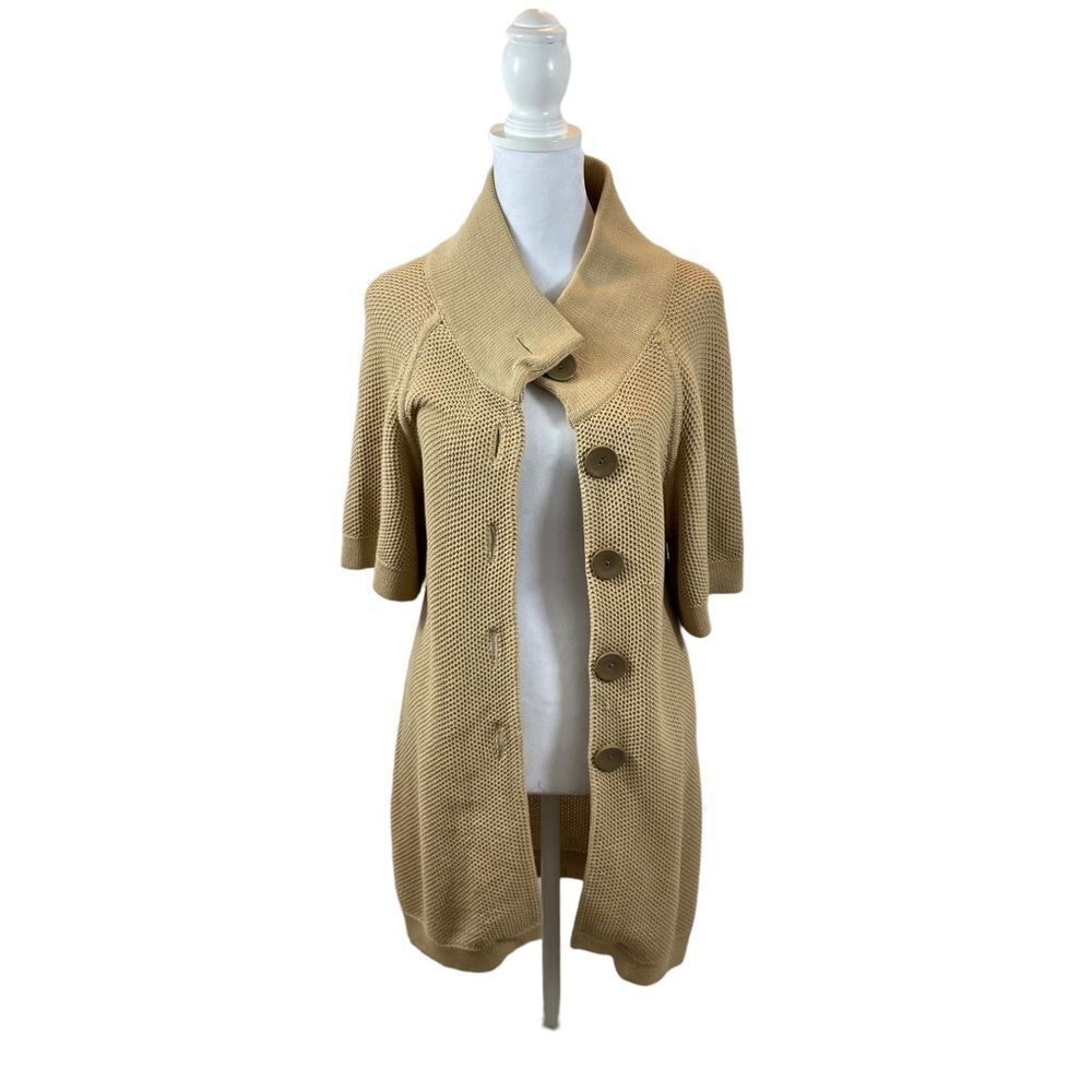Ladies Vintage Banana‎ Republic Brand Tan Short Sleeved Cardigan Sweater Small